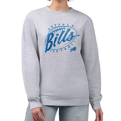 Women's G-III 4Her by Carl Banks Gray Buffalo Bills Distressed Graphics Fleece Pullover Sweatshirt