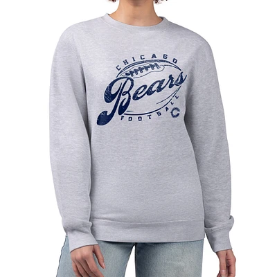 Women's G-III 4Her by Carl Banks Gray Chicago Bears Distressed Graphics Fleece Pullover Sweatshirt