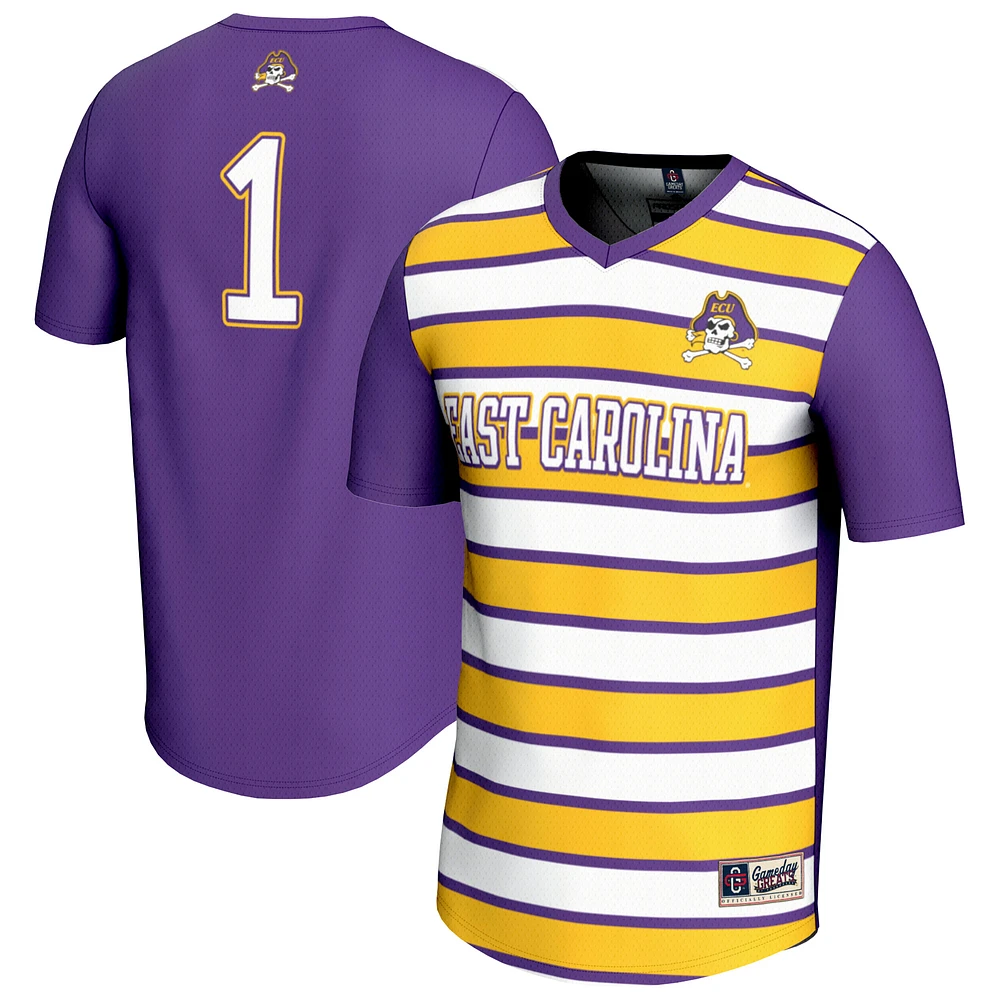 Youth GameDay Greats #1 Purple ECU Pirates Lightweight Soccer Fashion Jersey