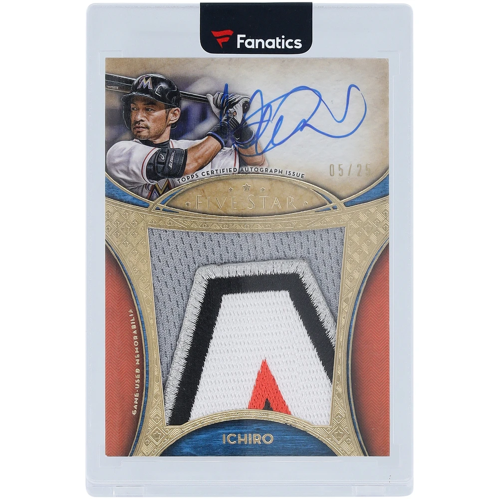 Ichiro Miami Marlins Autographed 2017 Topps Five Star 5 Color Logo Relic #FAJP-I #5/25 Card