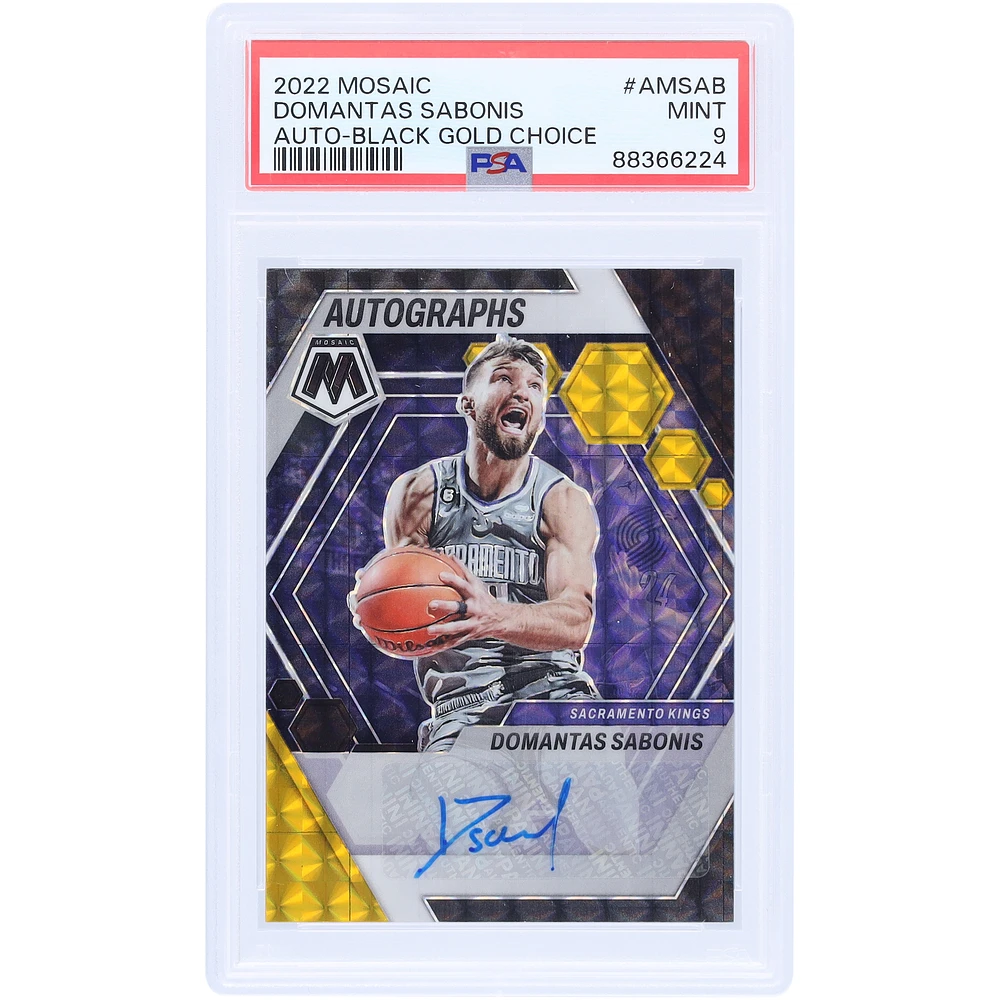 Domantas Sabonis Sacramento Kings Autographed 2022-23 Panini Mosaic Black Gold Choice #AM-SAB #4/8 PSA Authenticated 9 Card