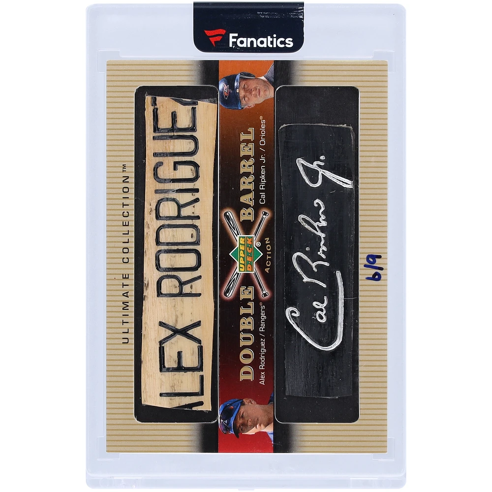 Alex Rodriguez & Cal Ripken Jr. 2002 Upper Deck Ultimate Collection Double Game Used Bat Barrel #DB-RR #6/9 Card