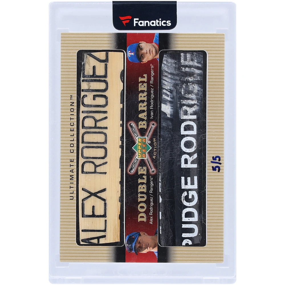 Alex Rodriguez & Ivan Rodriguez Texas Rangers 2002 Upper Deck Ultimate Collection Double Game Used Bat Barrel #DB-RI #5/5 Card