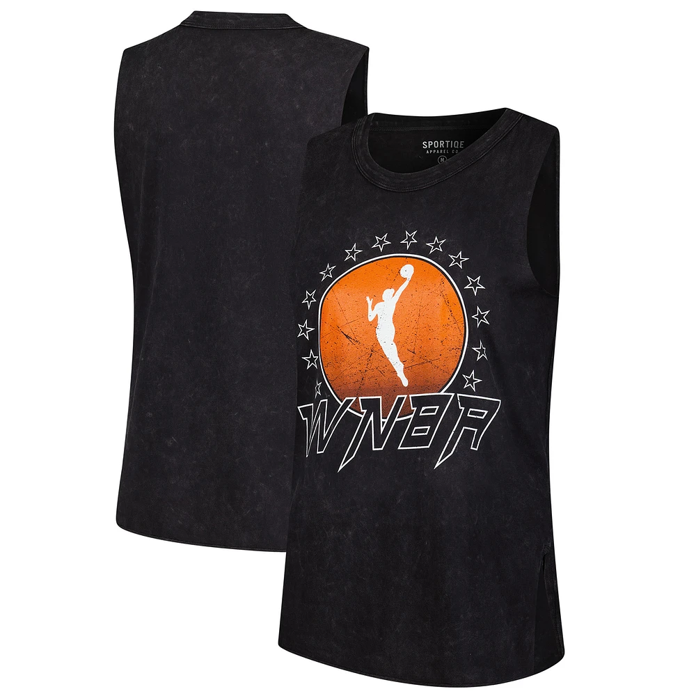 Women's Sportiqe Black WNBA Rock & Roll Collection Turner Mineral Wash Tank