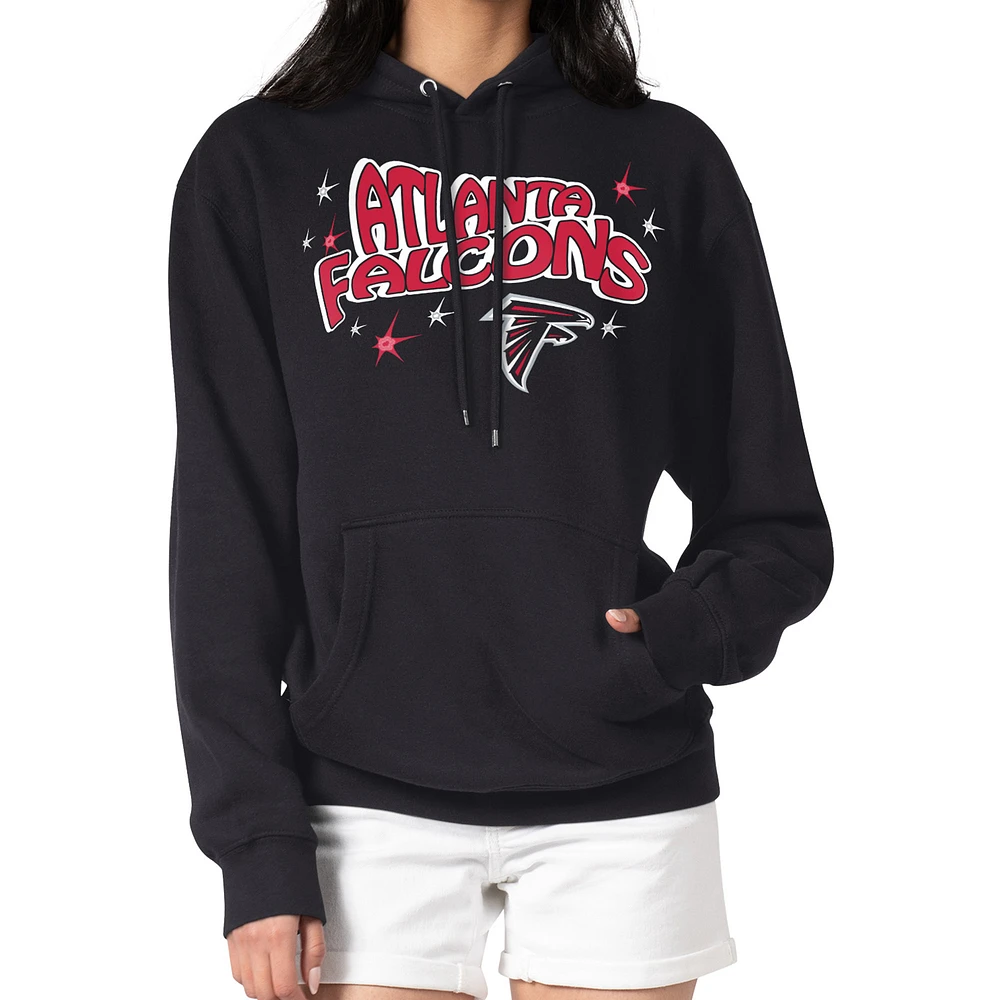 Women's Starter Black Atlanta Falcons Fireworks Fleece Pullover Hoodie