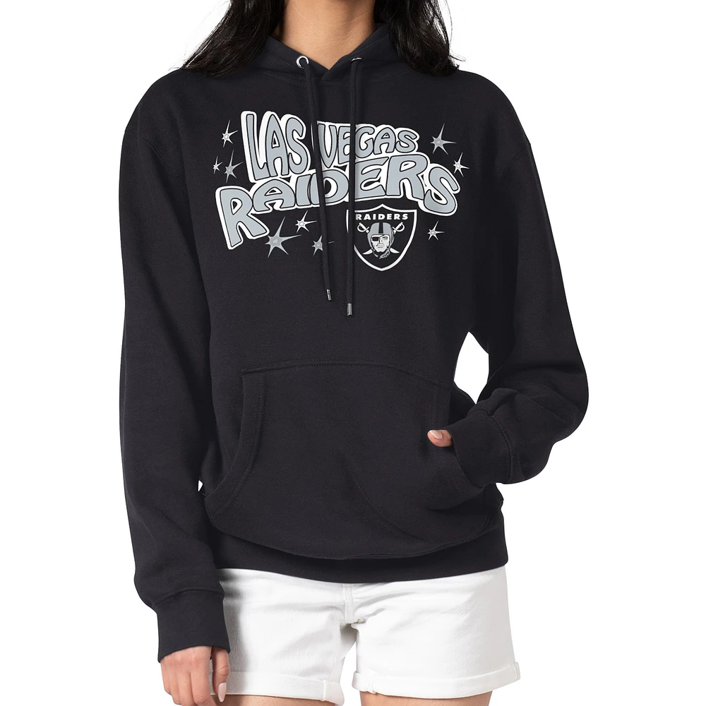 Women's Starter Black Las Vegas Raiders Fireworks Fleece Pullover Hoodie