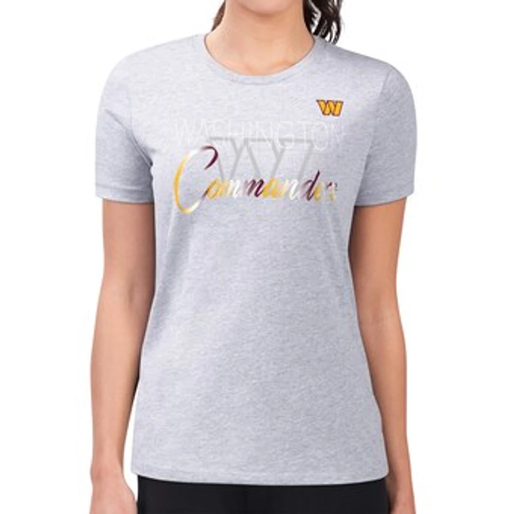Women's G-III 4Her by Carl Banks Gray Washington Commanders Super-Slim Fit Lightweight Shadow Logo T-Shirt