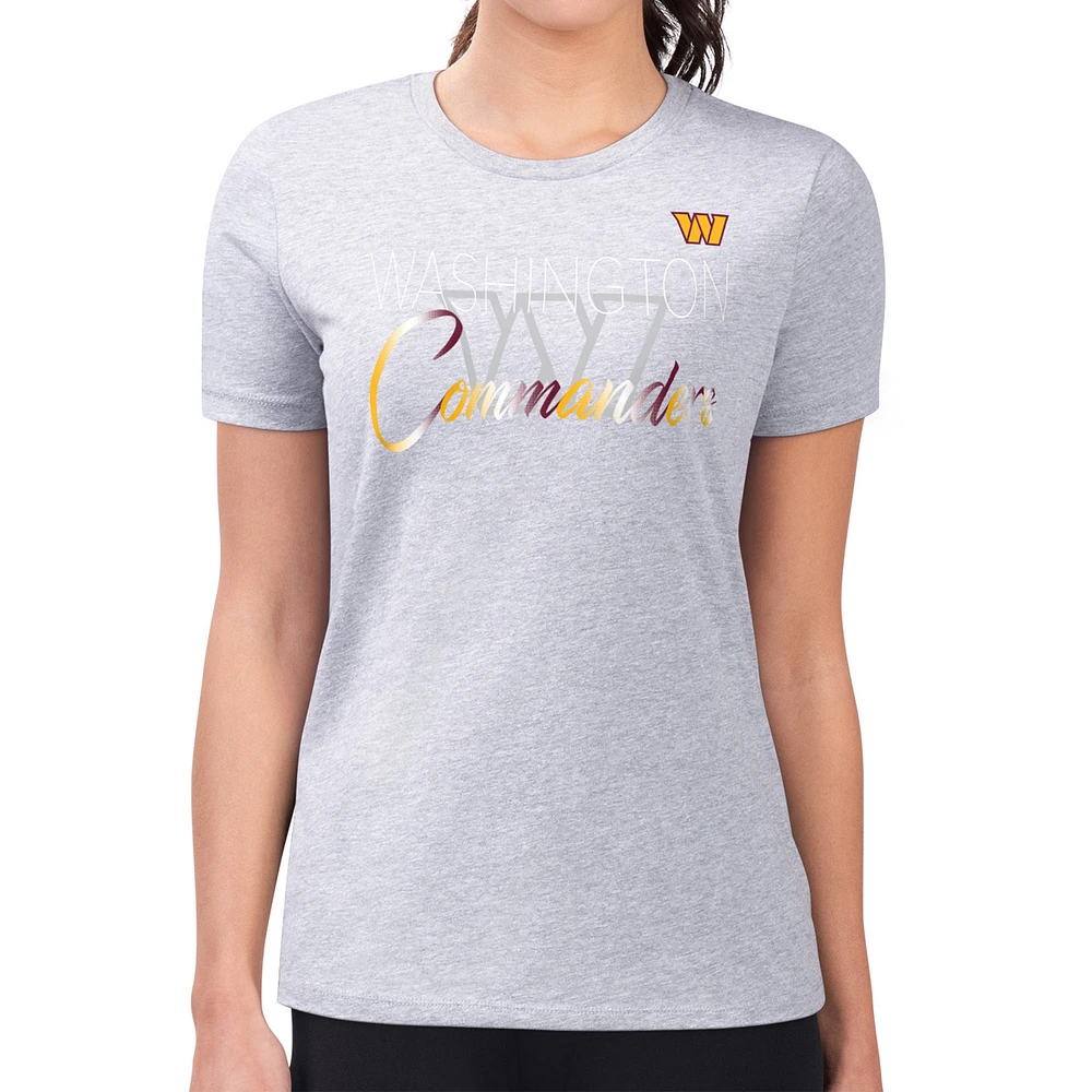 Women's G-III 4Her by Carl Banks Gray Washington Commanders Super-Slim Fit Lightweight Shadow Logo T-Shirt