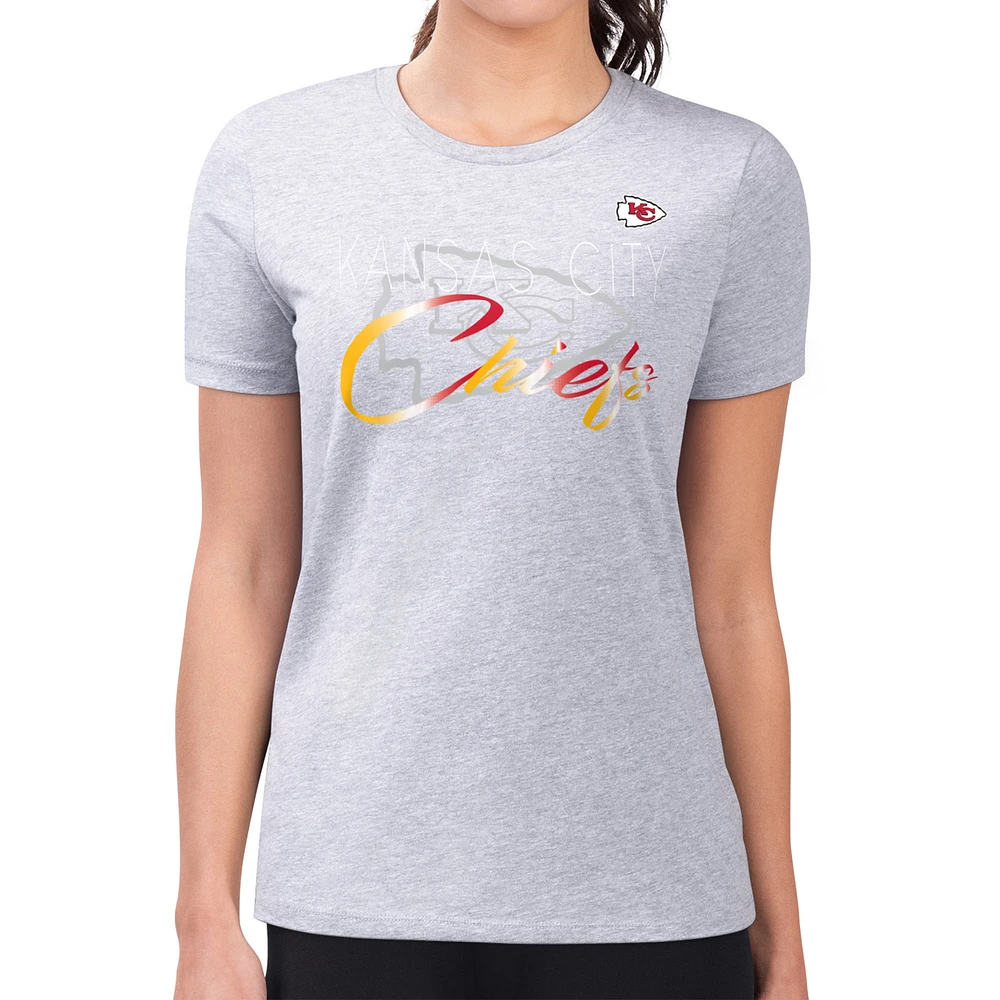 Women's G-III 4Her by Carl Banks Gray Kansas City Chiefs Super-Slim Fit Lightweight Shadow Logo T-Shirt