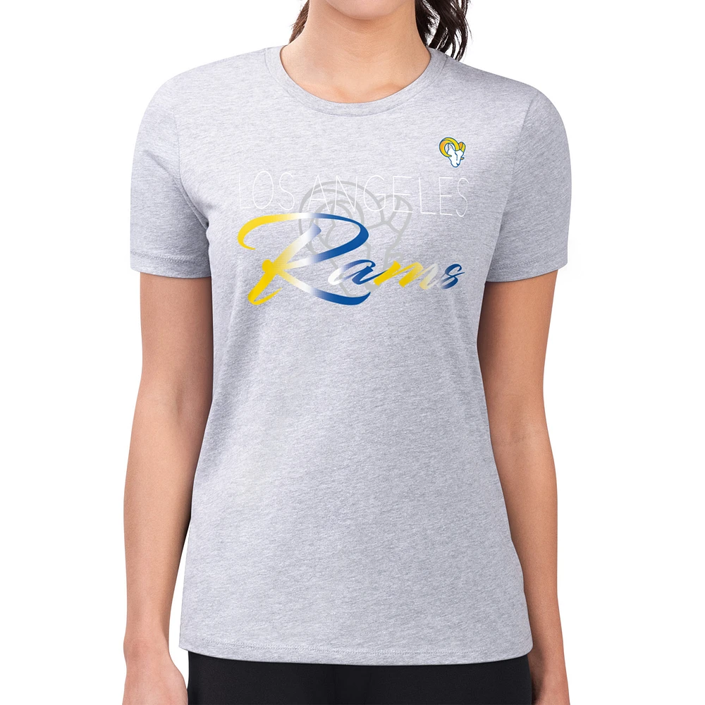 Women's G-III 4Her by Carl Banks Gray Los Angeles Rams Super-Slim Fit Lightweight Shadow Logo T-Shirt