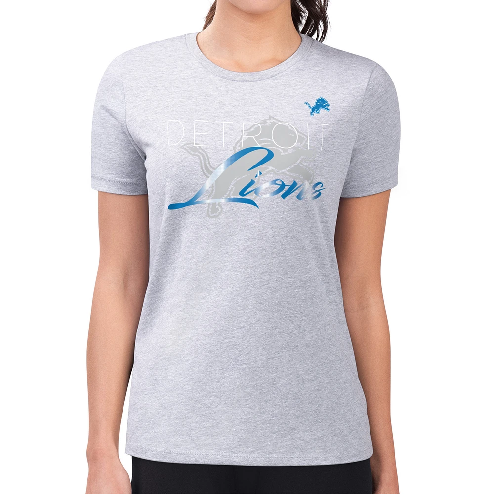 Women's G-III 4Her by Carl Banks Gray Detroit Lions Super-Slim Fit Lightweight Shadow Logo T-Shirt