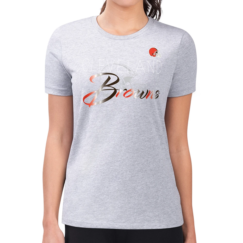 Women's G-III 4Her by Carl Banks Gray Cleveland Browns Super-Slim Fit Lightweight Shadow Logo T-Shirt
