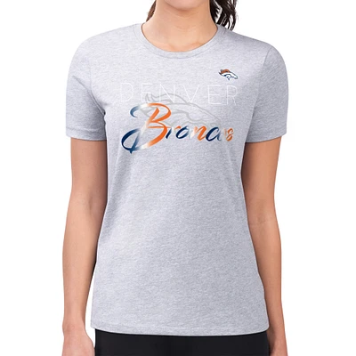 Women's G-III 4Her by Carl Banks Gray Denver Broncos Super-Slim Fit Lightweight Shadow Logo T-Shirt