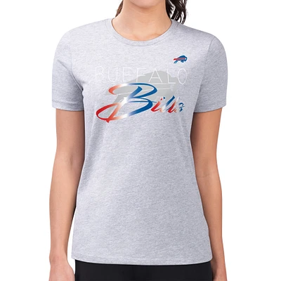 Women's G-III 4Her by Carl Banks Gray Buffalo Bills Super-Slim Fit Lightweight Shadow Logo T-Shirt