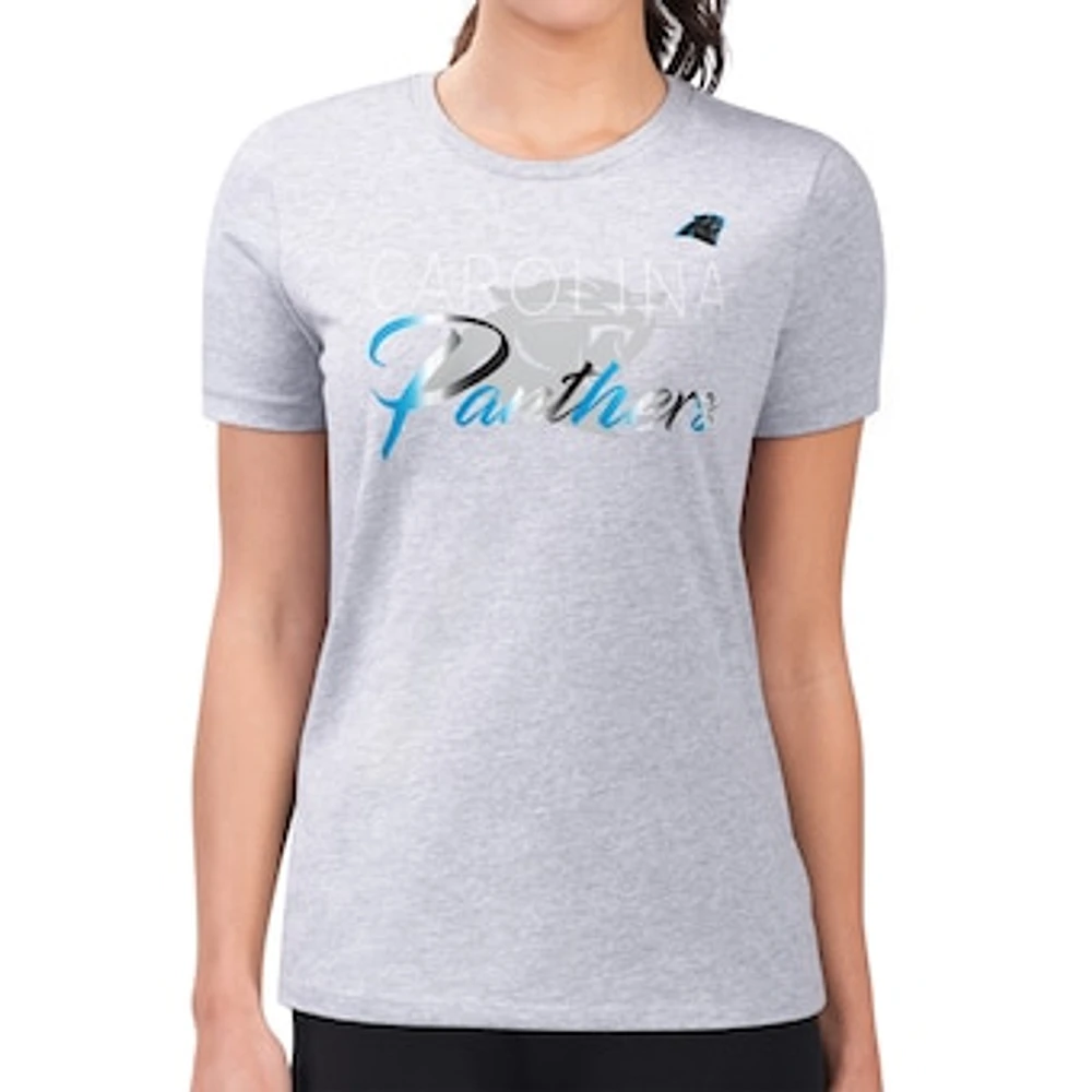 Women's G-III 4Her by Carl Banks Gray Carolina Panthers Super-Slim Fit Lightweight Shadow Logo T-Shirt