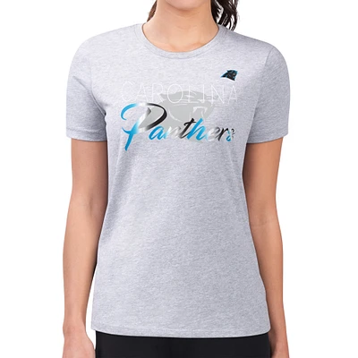 Women's G-III 4Her by Carl Banks Gray Carolina Panthers Super-Slim Fit Lightweight Shadow Logo T-Shirt