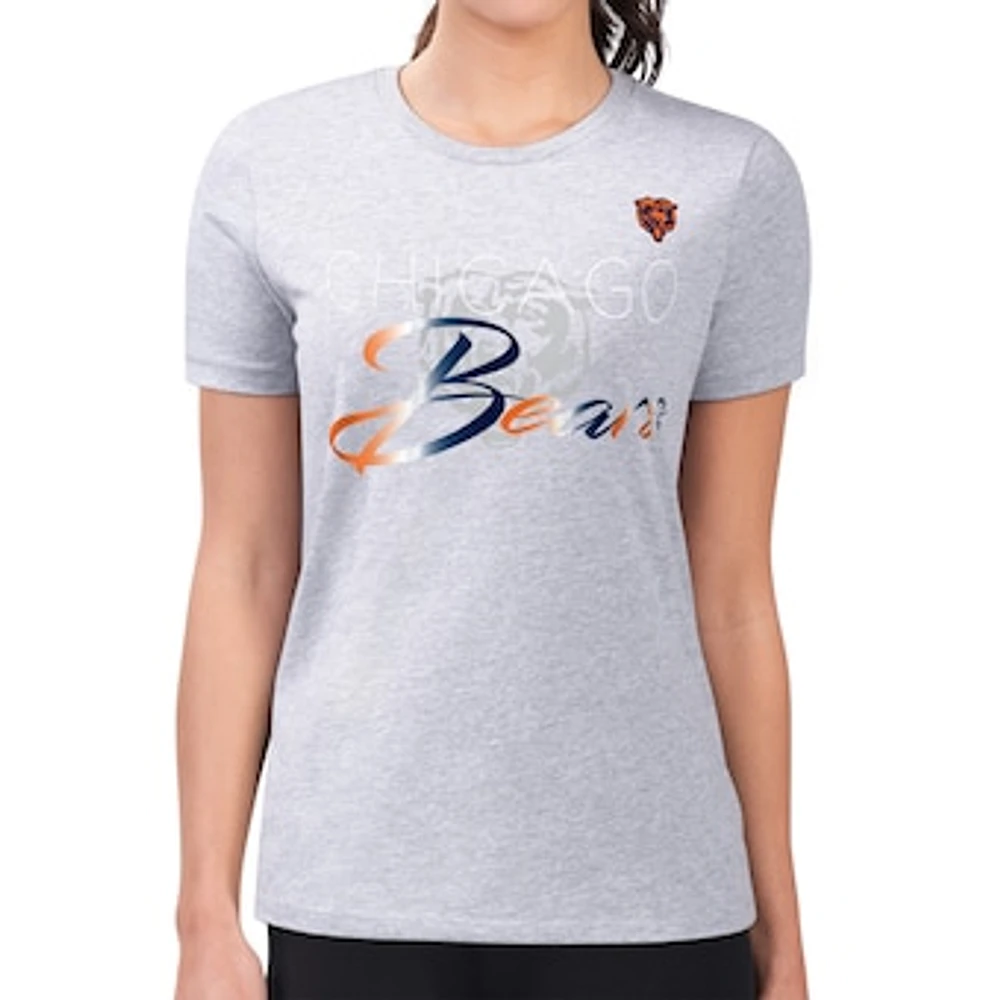 Women's G-III 4Her by Carl Banks Gray Chicago Bears Super-Slim Fit Lightweight Shadow Logo T-Shirt