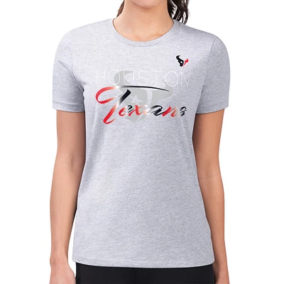 Women's G-III 4Her by Carl Banks Gray Houston Texans Super-Slim Fit Lightweight Shadow Logo T-Shirt