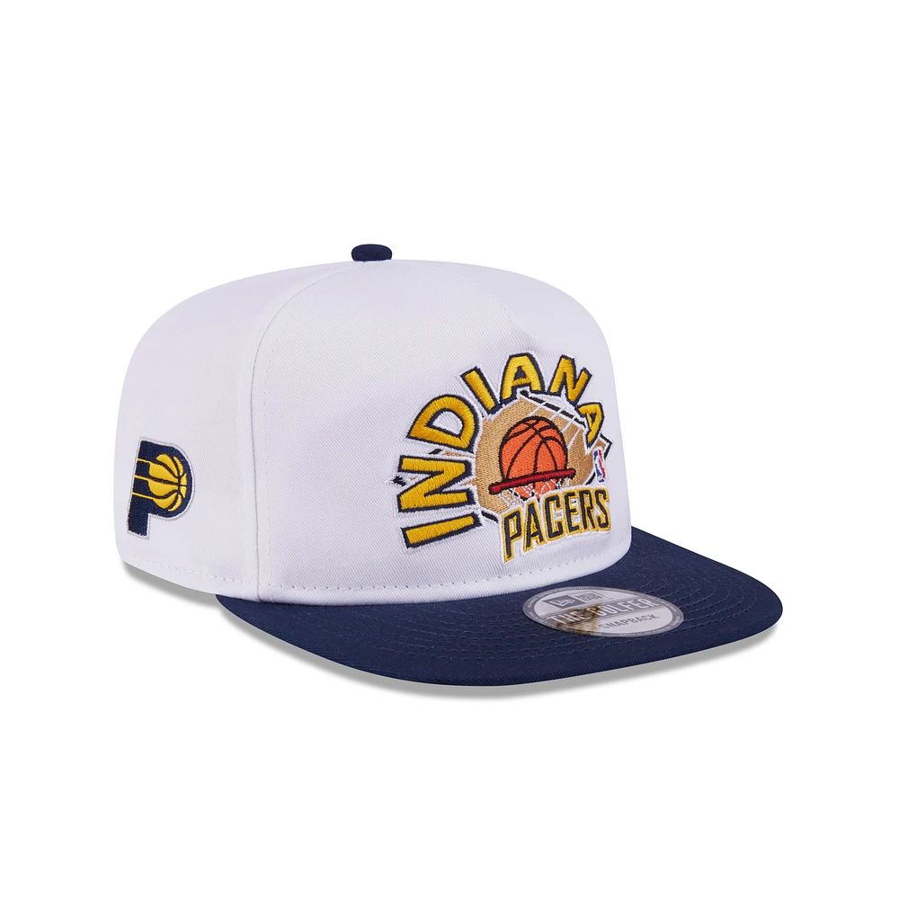 Men's New Era White/Navy Indiana Pacers Hardwood Two-Tone Golfer Adjustable Hat