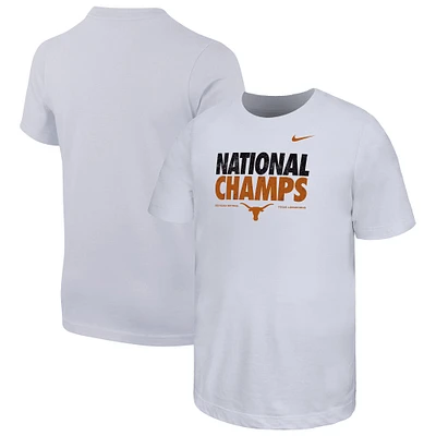 Youth Nike White Texas Longhorns 2025 NCAA Softball Women's College World Series Champions Bold T-Shirt