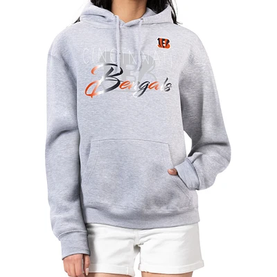 Women's G-III 4Her by Carl Banks Gray Cincinnati Bengals Shadow Logo Fleece Pullover Hoodie