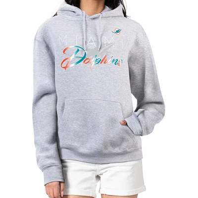 Women's G-III 4Her by Carl Banks Gray Miami Dolphins Shadow Logo Fleece Pullover Hoodie