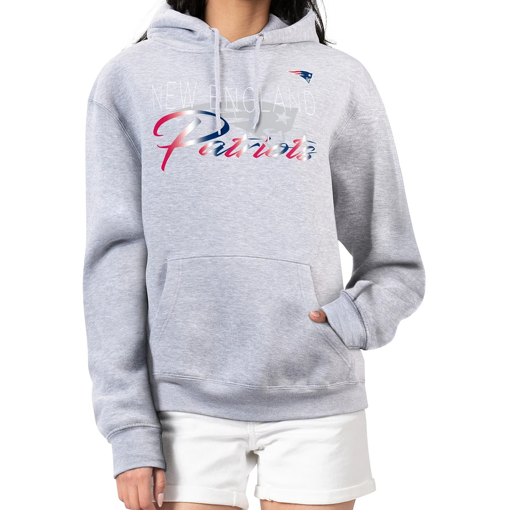 Women's G-III 4Her by Carl Banks Gray New England Patriots Shadow Logo Fleece Pullover Hoodie