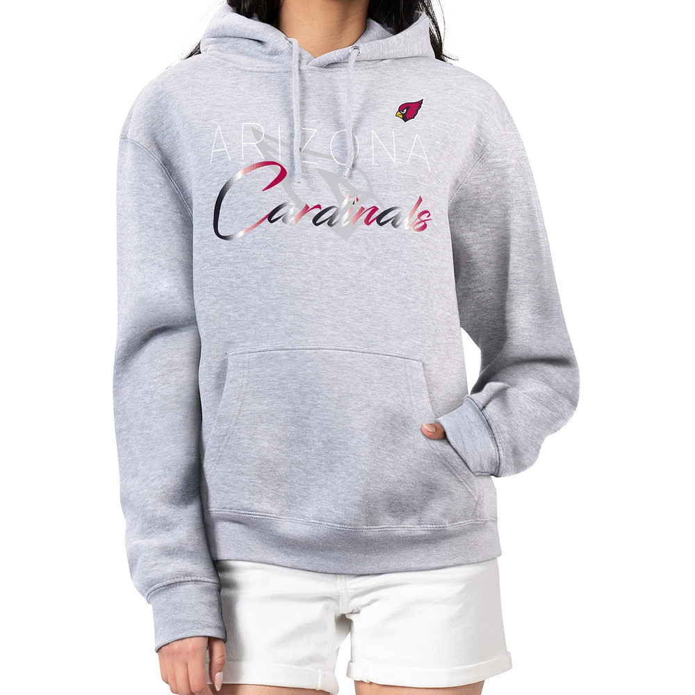 Women's G-III 4Her by Carl Banks Gray Arizona Cardinals Shadow Logo Fleece Pullover Hoodie