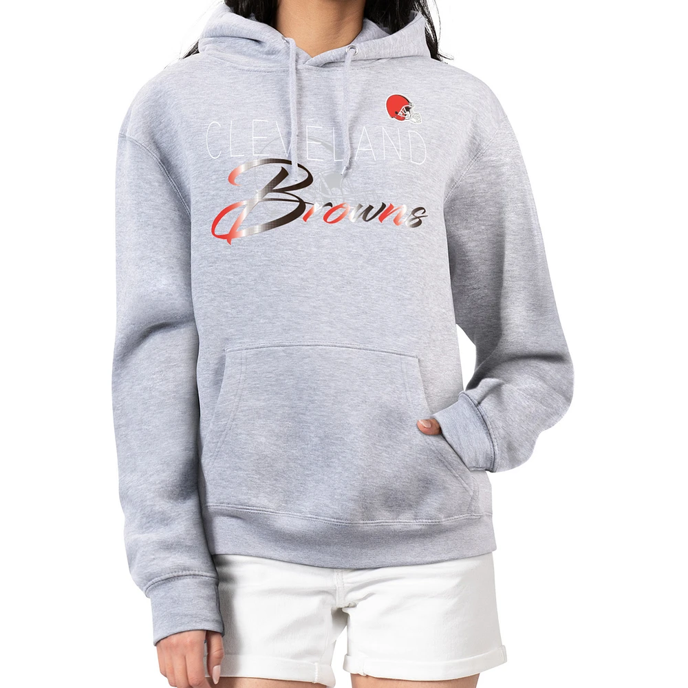 Women's G-III 4Her by Carl Banks Gray Cleveland Browns Shadow Logo Fleece Pullover Hoodie