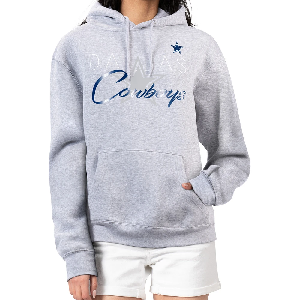 Women's G-III 4Her by Carl Banks Gray Dallas Cowboys Shadow Logo Fleece Pullover Hoodie