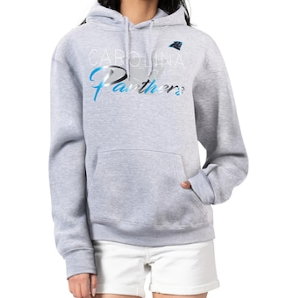 Women's G-III 4Her by Carl Banks Gray Carolina Panthers Shadow Logo Fleece Pullover Hoodie