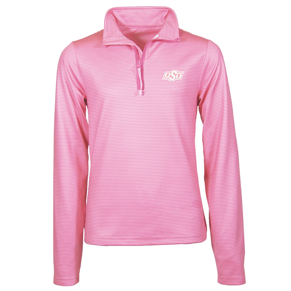 Girls Youth Garb Pink Oklahoma State Cowboys Mila Quarter-Zip Sweatshirt