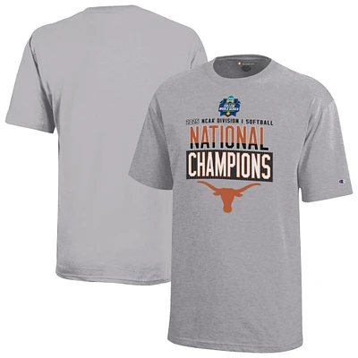 Youth Champion Gray Texas Longhorns 2025 NCAA Softball Women's College World Series Champions Locker Room T-Shirt
