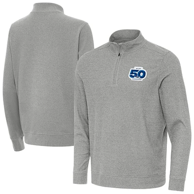 Men's Antigua Heather Gray Seattle Seahawks 50th Season Subtle Quarter-Zip Pullover