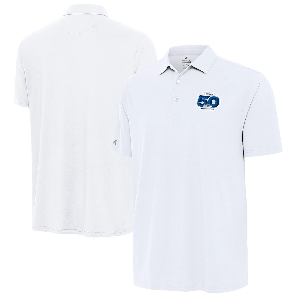 Men's Antigua White Seattle Seahawks 50th Season Era Polo