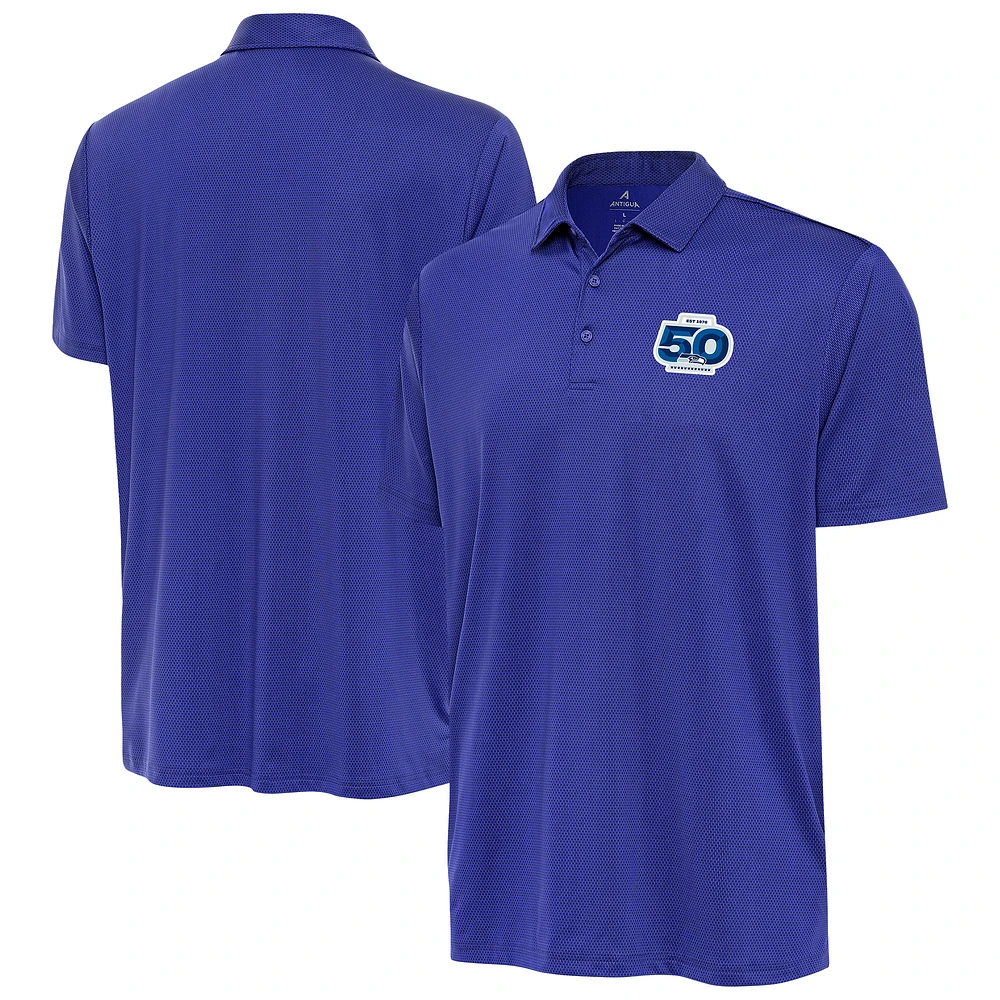Men's Antigua Royal Seattle Seahawks 50th Season Ellipse Polo