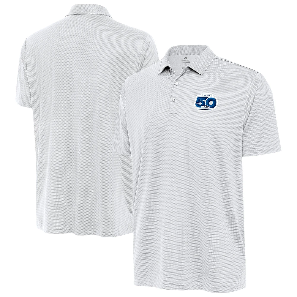Men's Antigua White Seattle Seahawks 50th Season Ellipse Polo