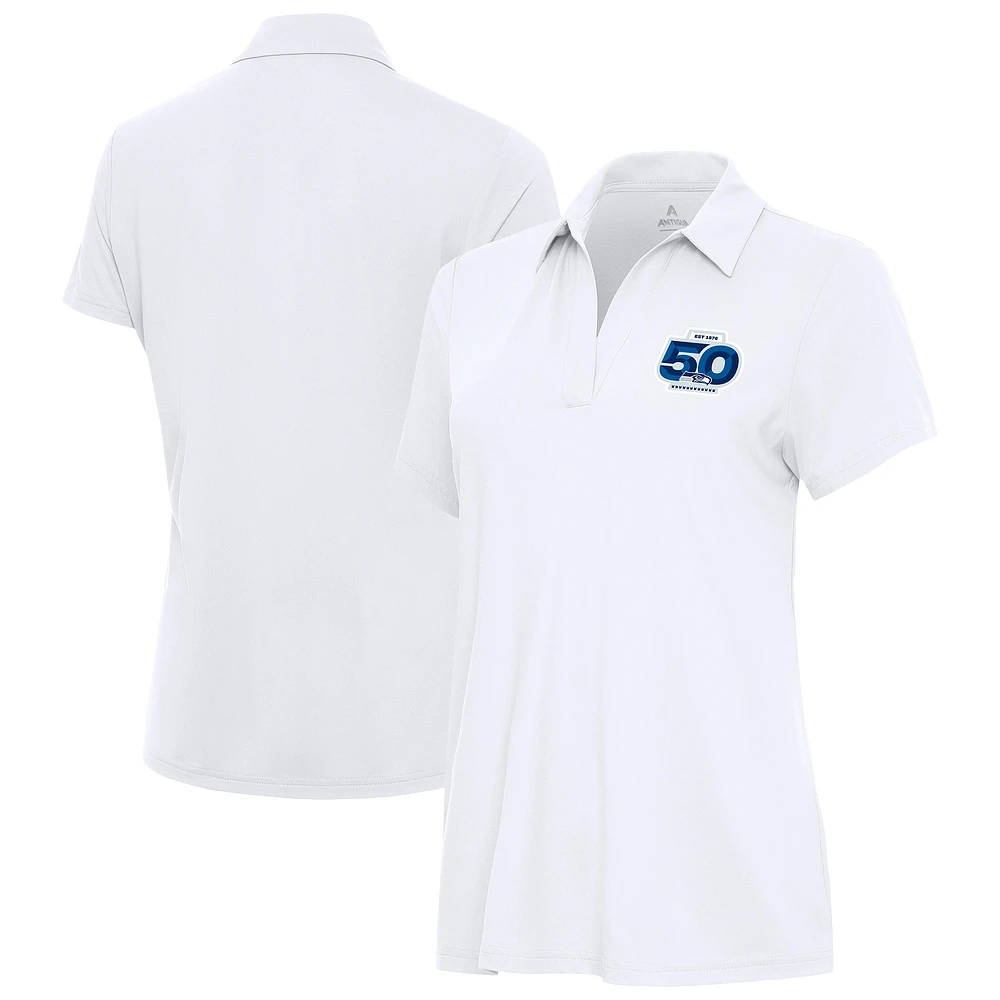 Women's Antigua White Seattle Seahawks 50th Season Era Polo