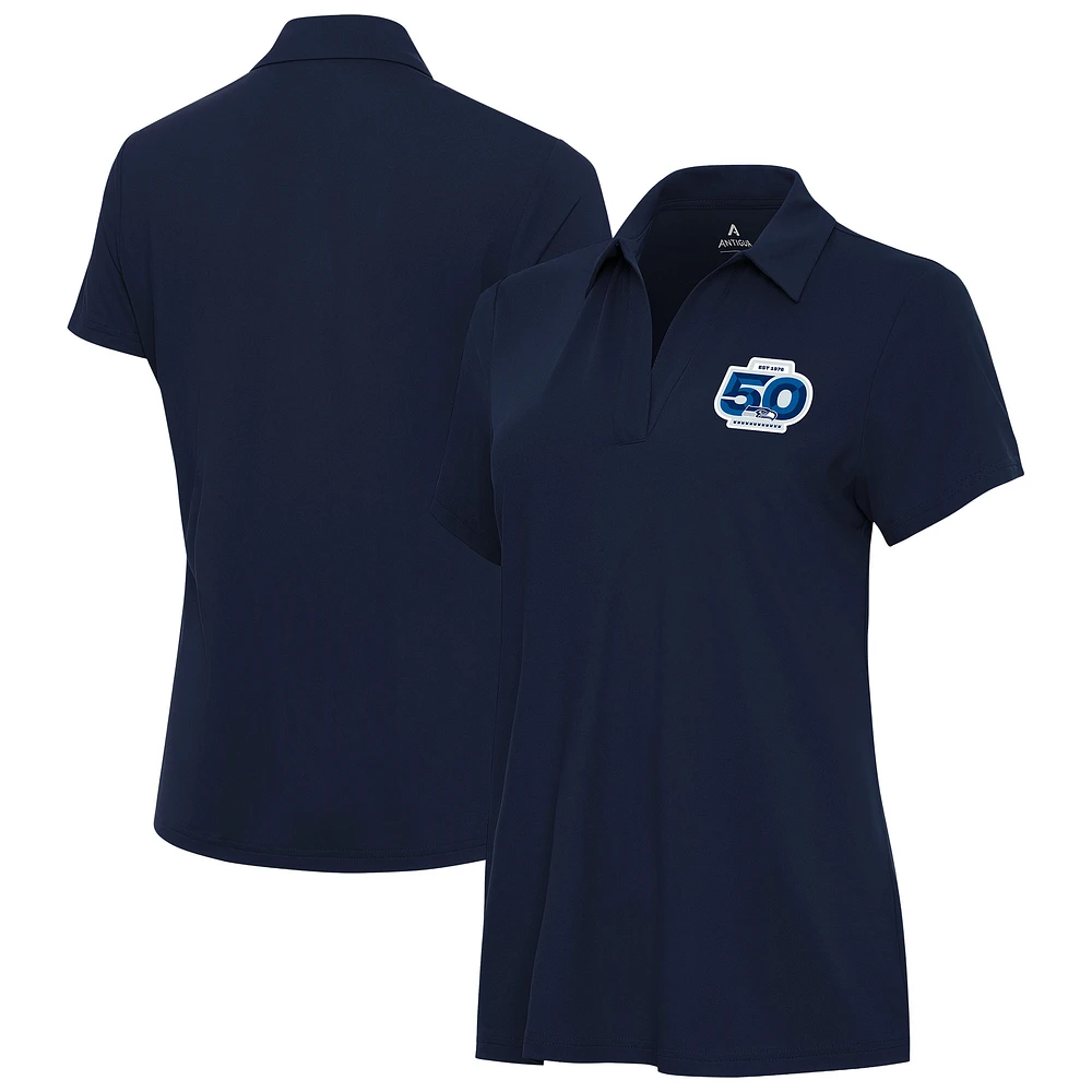 Women's Antigua College Navy Seattle Seahawks 50th Season Era Polo