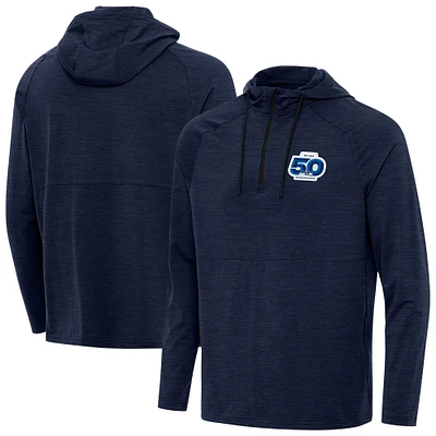 Men's Antigua College Navy Seattle Seahawks 50th Season Spikes Raglan Quarter-Zip Hoodie