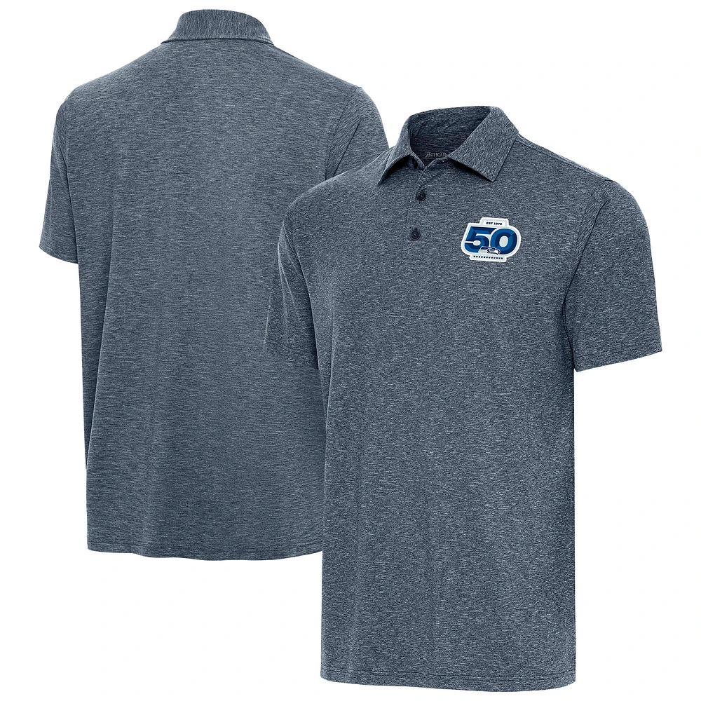 Men's Antigua Heather Navy Seattle Seahawks 50th Season Big & Tall Par 3 Polo