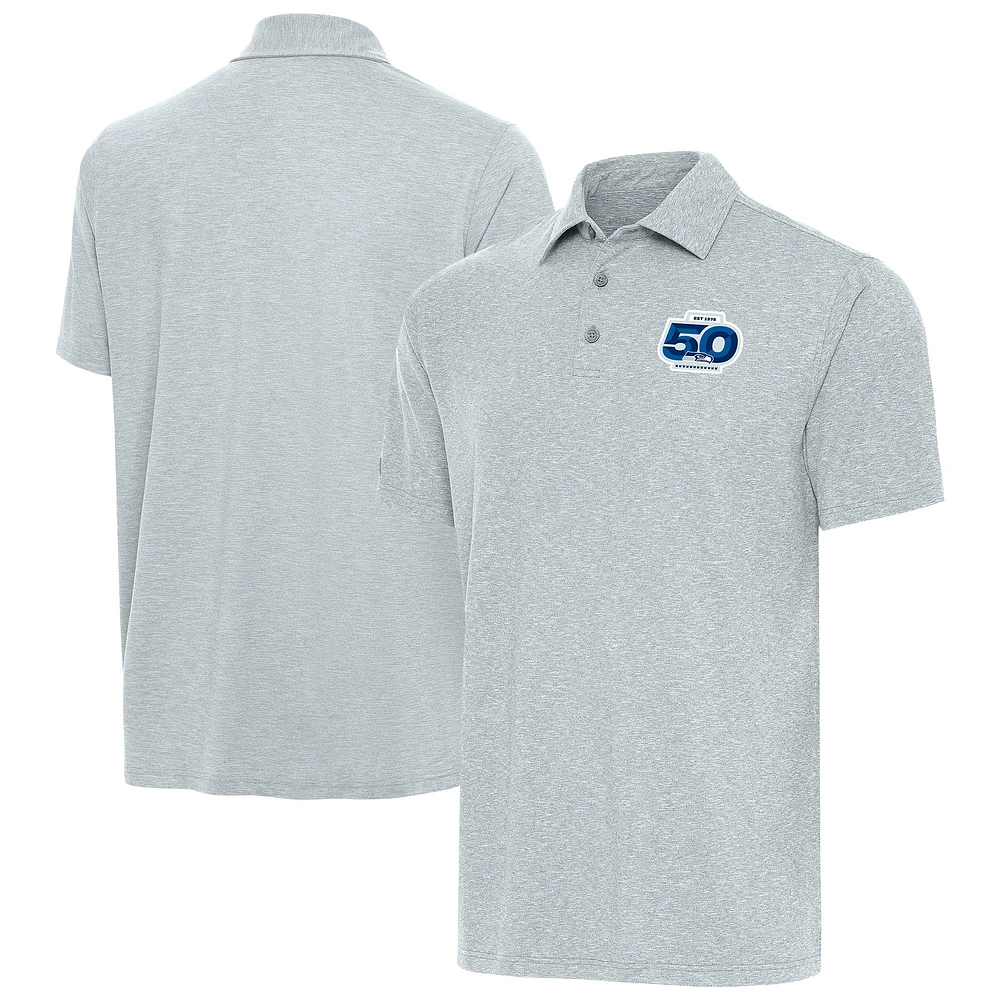 Men's Antigua Heather Gray Seattle Seahawks 50th Season Big & Tall Par 3 Polo