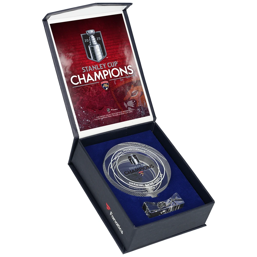 Florida Panthers 2025 Stanley Cup Champions Crystal Puck - Filled with Ice From the 2025 Stanley Cup Final