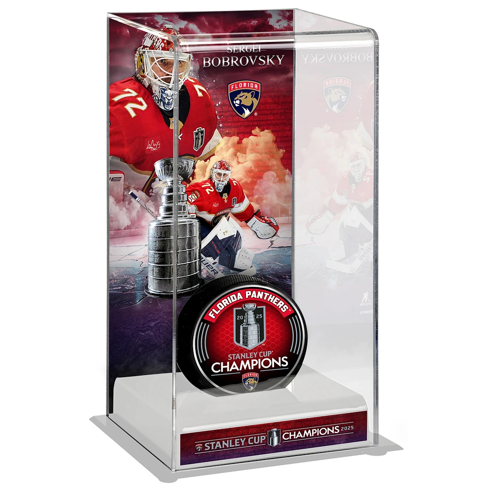 Sergei Bobrovsky Florida Panthers 2025 Stanley Cup Champions Logo Deluxe Tall Hockey Puck Case
