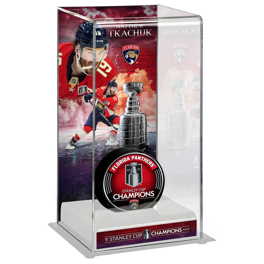 Matthew Tkachuk Florida Panthers 2025 Stanley Cup Champions Logo Deluxe Tall Hockey Puck Case