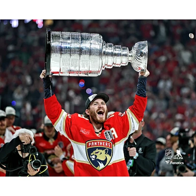 Matthew Tkachuk Florida Panthers Unsigned 2025 Stanley Cup Champions Raising Photograph