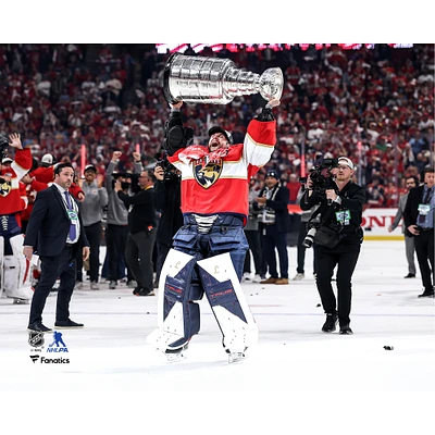 Sergei Bobrovsky Florida Panthers Unsigned 2025 Stanley Cup Champions Raising Photograph