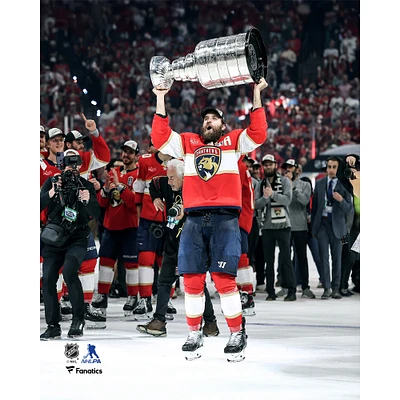 Aaron Ekblad Florida Panthers Unsigned 2025 Stanley Cup Champions Raising Photograph