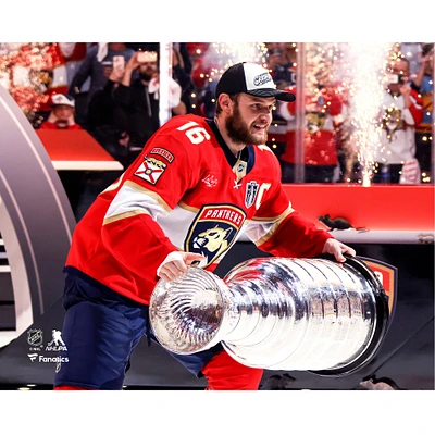 Aleksander Barkov Florida Panthers Unsigned 2025 Stanley Cup Champions Raising Photograph