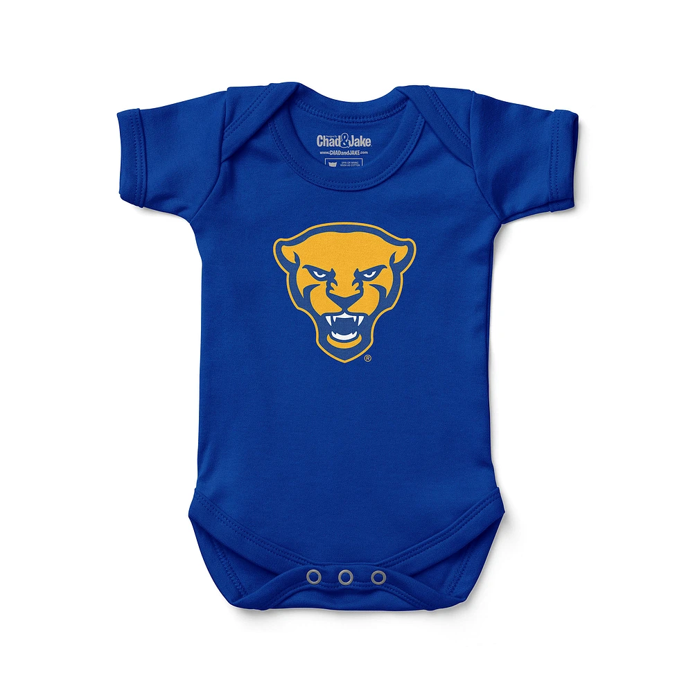Newborn & Infant Chad Jake Royal Pitt Panthers Mascot Logo Bodysuit